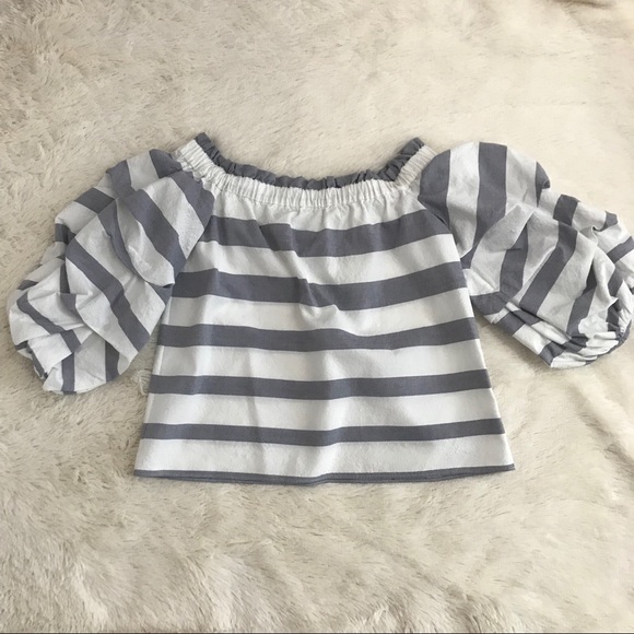 Alexis Juneau Striped Off The Shoulder Puff Sleeve - Picture 6 of 8